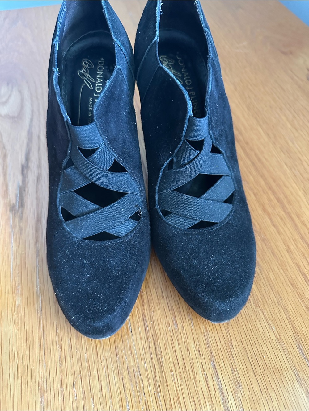Donald J. Pliner Black Suede Cutout Strappy Pumps